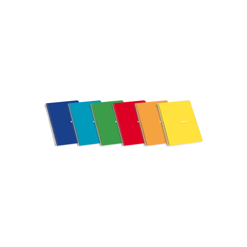 LOT de 10 Enri Carnet à Spirale Couverture Souple 4ème Règle de 3,5 avec Marge 80 Feuilles - Design Coloré - Format Pratique