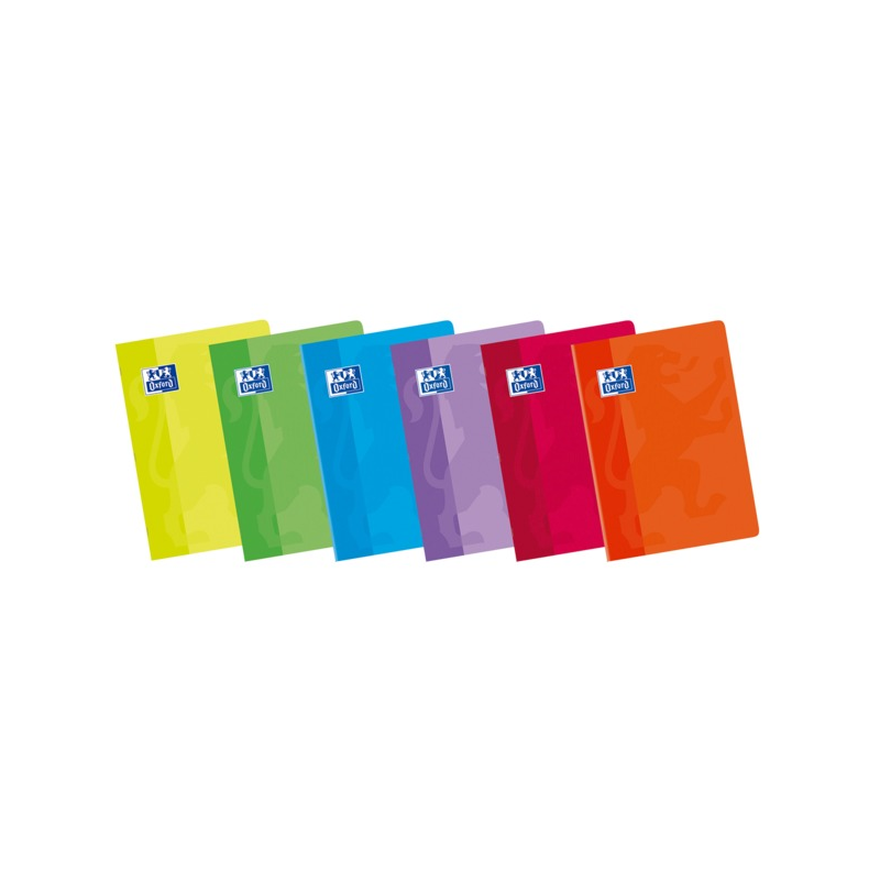 LOT de 10 Oxford School Classic A5+ Carnet agrafé à couverture souple 8x8 - 48 feuilles - Marge 8x8 - Couleurs assorties