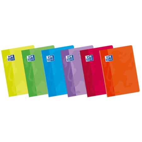LOT de 10 Oxford School Classic A5+ Carnet agrafé à couverture souple 8x8 - 48 feuilles - Marge 8x8 - Couleurs assorties