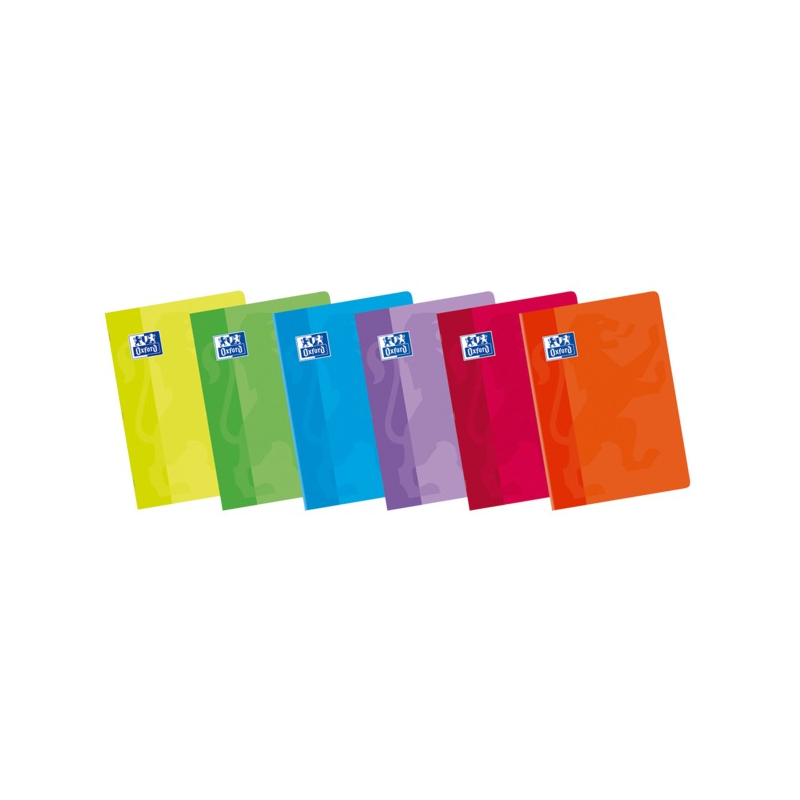 LOT de 10 Oxford School Classic A5+ Carnet agrafé à couverture souple – Règle 2.5 avec marge – 48 feuilles – Couleurs assorties