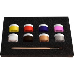 Alpino Fiesta Pack de 8 Flacons de Maquillage Liquide de Différentes Couleurs + Pinceau + Guide d'Idées - Se Lave à l'Eau