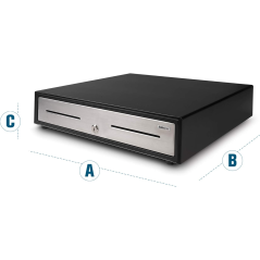 tiroir-caisse noir façade inox