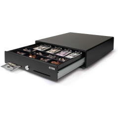 tiroir-caisse noir compartiments monnaie billets