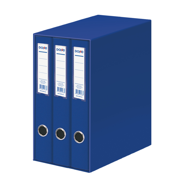 Dohe Oficolor Module de 3 Classeurs avec Rado - Dos étroit - Format Folio - Carton Ligné - Coloris Bleu
