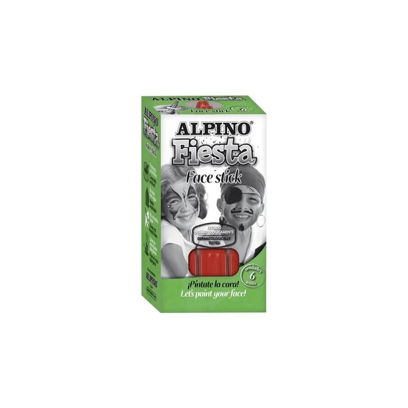 Alpino Fiesta Face Stick Pack avec 6 bâtons de peinture pour le visage - Système rétractable rotatif - Se lave à l'eau - Testé