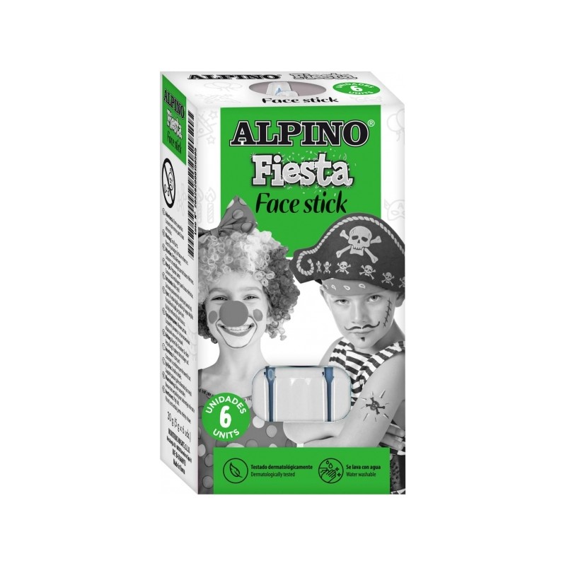 Alpino Fiesta Face Stick Pack avec 6 Bâtons de Peinture pour le Visage - Système Rétractable Rotatif - Se Lave à l'Eau - Testé