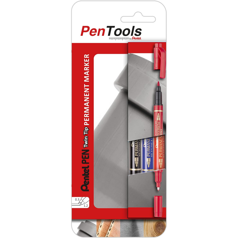 Pentel PenTools lot de 3 marqueurs permanents double pointe