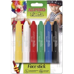 ✅ Alpino Fiesta Face Stick Pack avec 6 bâtons de peinture pour le visage - Système rétractable rotatif - Se l en stock