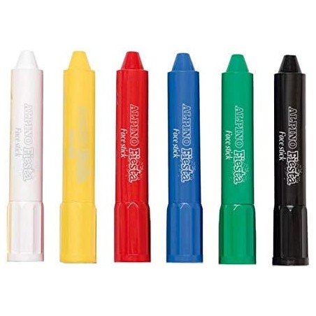 Alpino Fiesta Face Stick Pack avec 6 bâtons de peinture pour le visage - Système rétractable rotatif - Se lave à l'eau - Testé