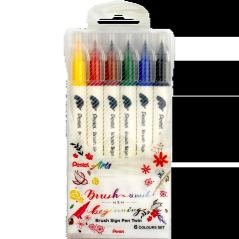 Pentel Brush Sign Pen six couleurs