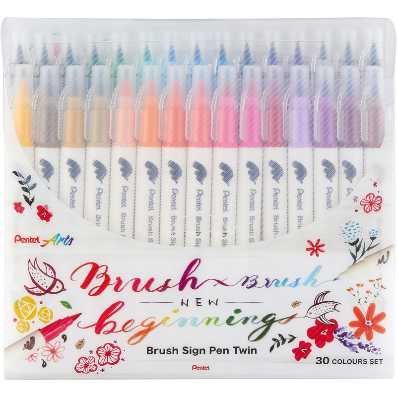 Pentel Brush Sign Pen lot de 30 marqueurs double pointe