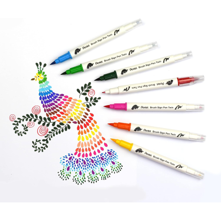 Pentel Brush Sign Pen lot de 18 marqueurs double pointe