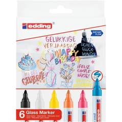 Lot 6 marqueurs verre Edding