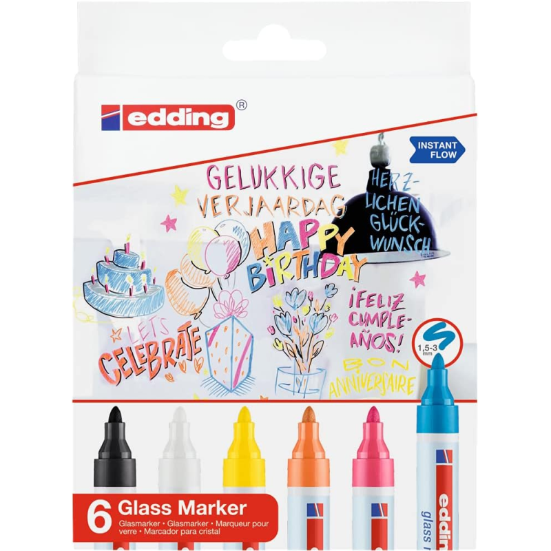 Edding 95 marqueurs craie liquide lot de 6 couleurs