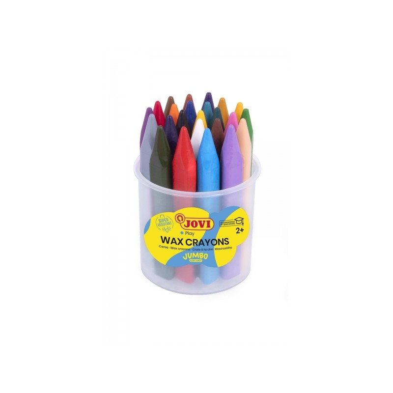 Jovi Jumbo Easy Grip Pot de 24 crayons triangulaires - Ne tache pas - Super résistant - Prise en main facile - Ligne douce