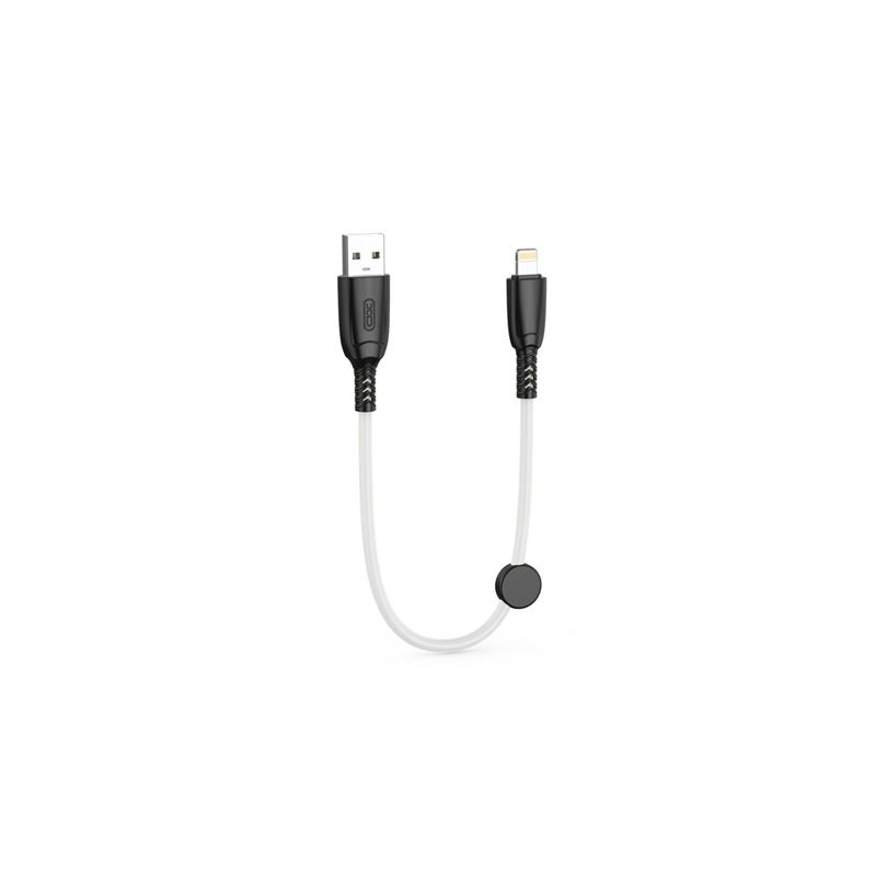 Câble de Charge Rapide USB XO NB247 - Lightning - 6A - 25cm avec Clip - Blanc