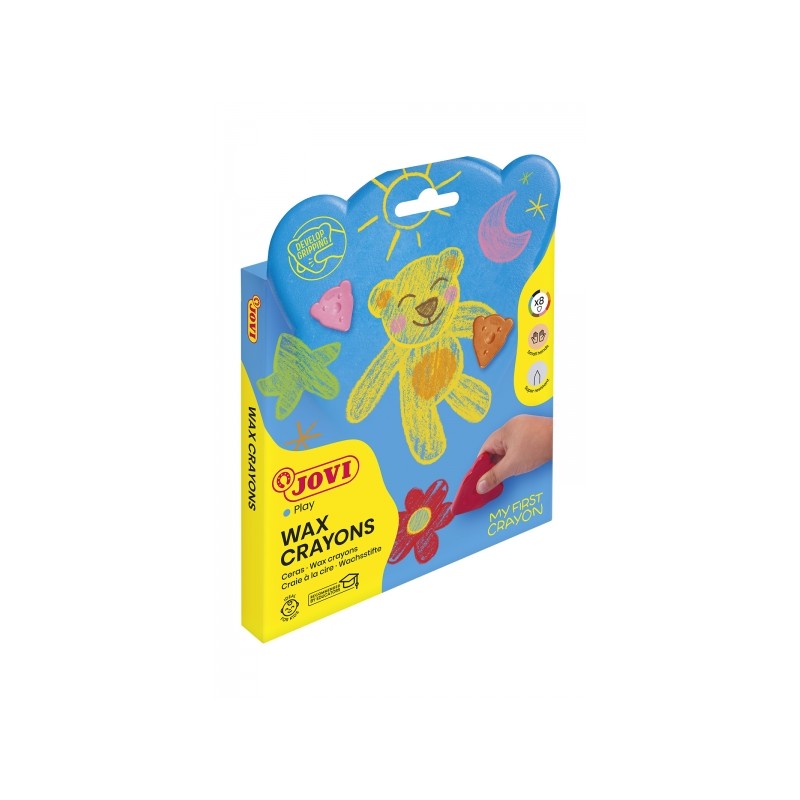 Jovi My First Crayon Trousse de 8 crayons en forme d'ours - Résistant - Ne tache pas - Design ergonomique - Favorise une bonne