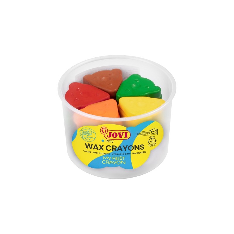Jovi My First Crayon Pot de 30 crayons en forme d'ours - Design ergonomique - Ne tache pas - Résistant - Favorise une bonne