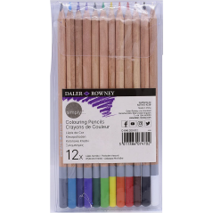 Daler Rowney Simply Lot de 12 crayons de couleur ronds – Facile à tailler – Pour les étudiants et la maison – Couleurs assorties