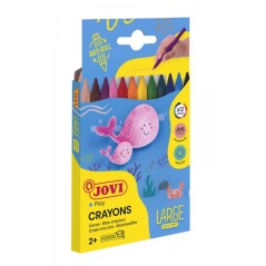 ✅ Jovi Grande trousse de 24 crayons hexagonaux en plastique - Ne roulent pas - Longue durée - Sans odeur - Faci en stock