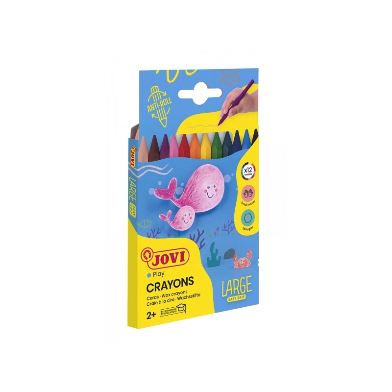 Jovi Grande trousse de 24 crayons hexagonaux en plastique - Ne roulent pas - Longue durée - Sans odeur - Facile à tailler - Ne