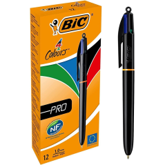 Stylo bille 4 couleurs Bic lot de 12 plusieurs couleurs