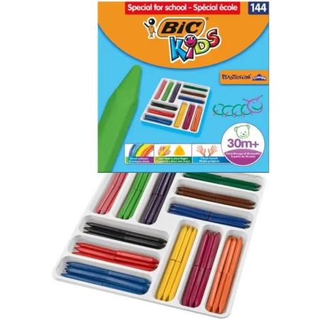 Bic Kids Plastidecor Triangle Boîte de 144 Crayons Cire - Facile à Tailler - Ne Tache pas