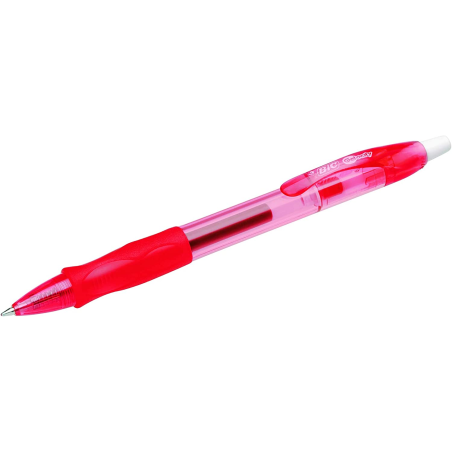 stylo bille rouge corps translucide
