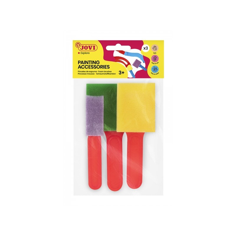 Jovi Painting Accessories Lot de 3 pinceaux en mousse – Différentes tailles – Spécial pour la peinture au doigt – Facile à