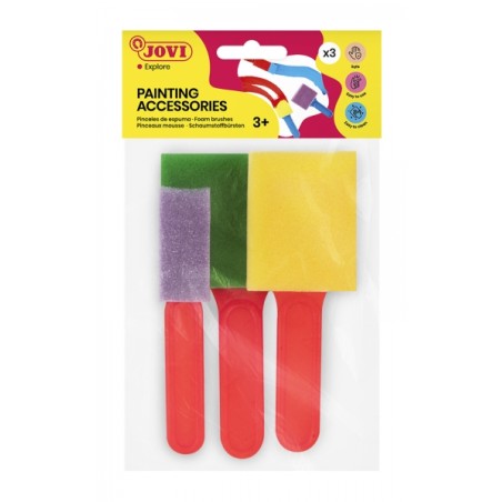✅ Jovi Painting Accessories Lot de 3 pinceaux en mousse – Différentes tailles – Spécial pour la peinture a en stock