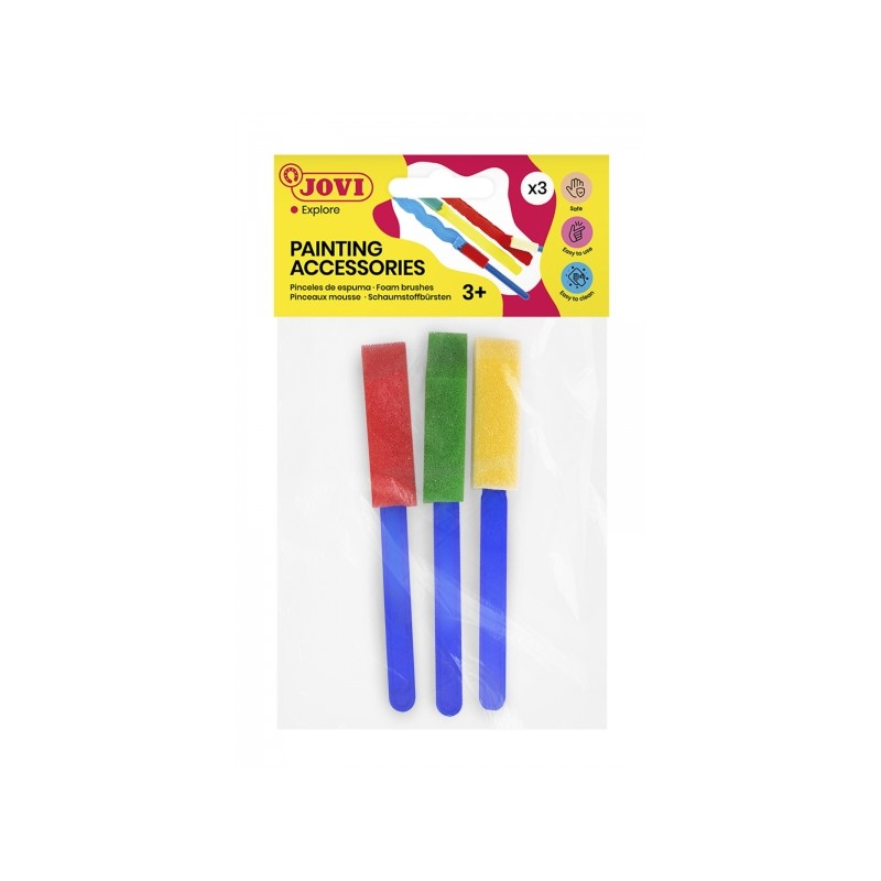 Jovi Sac d'accessoires de peinture avec 3 pinceaux en mousse – Idéal pour tout type de peinture – Spécial pour la peinture au