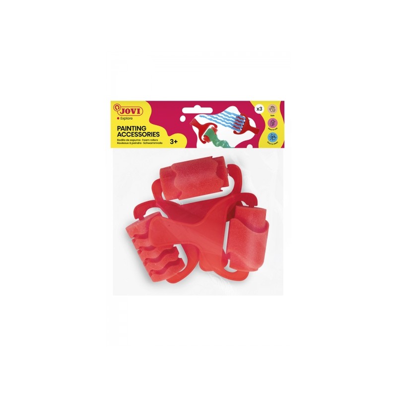 Jovi Sac à suspendre avec 3 grands rouleaux en mousse aux imprimés variés - Poignée résistante - Idéal pour la détrempe, la