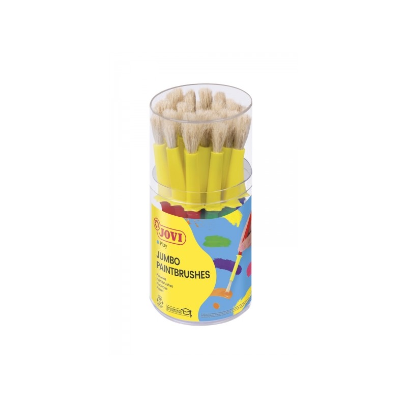 Jovi Jumbo Pinceaux Pot de 20 Brosses à Cheveux à Poils Moyens - Cheveux Naturels Épais - Manche en Plastique - Ne Goutte Pas