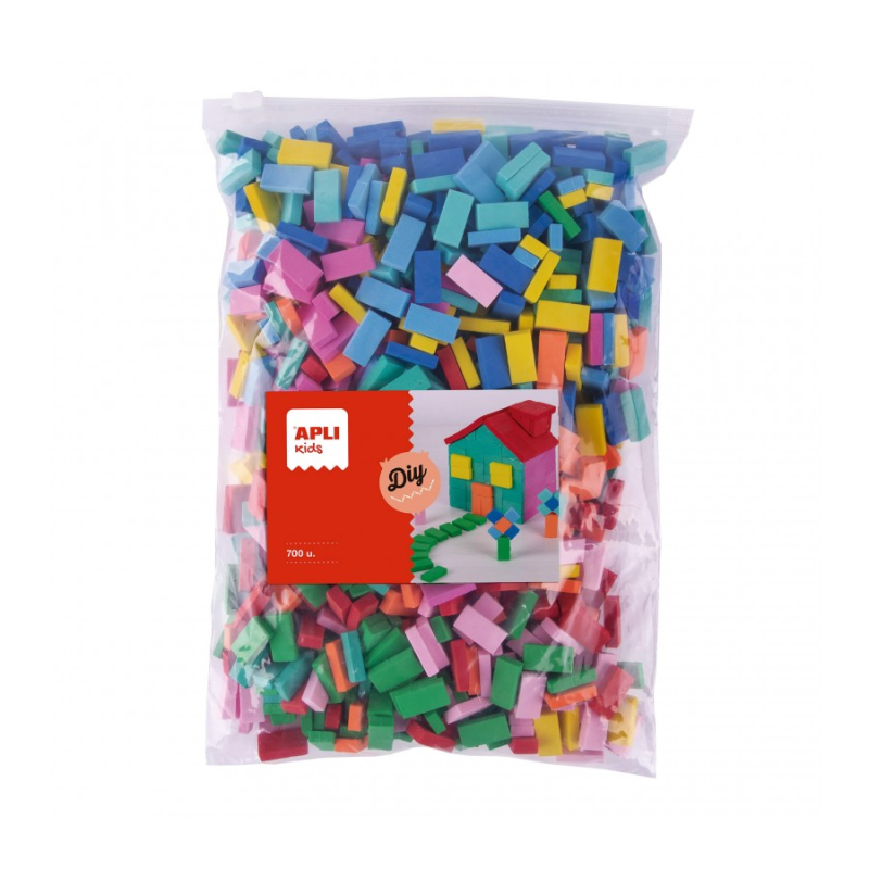 Apli Kids Sachet de 700 Briques EVA - Taille 20x10x5mm - Couleurs Assorties