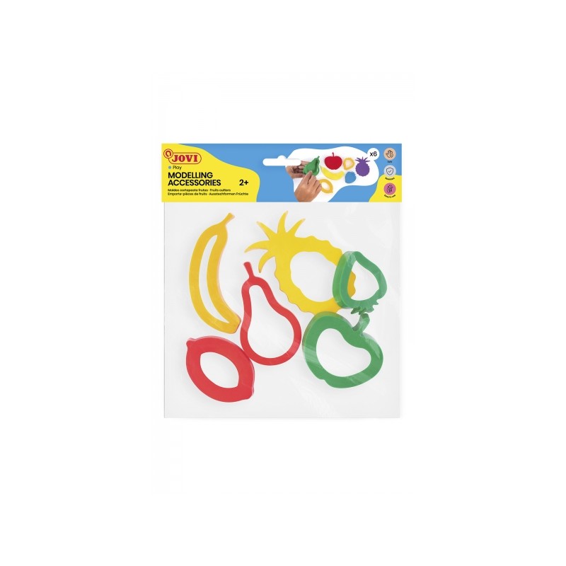 Jovi Accessoires de modélisation Sac suspendu avec 6 moules à découper les fruits – Moules en plastique pour pâte à modeler –