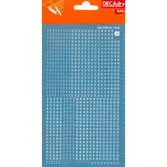 Numéros transférables Apli - 2,5 mm - Application facile - Résistant à l'eau - Blanc - 952 caractères