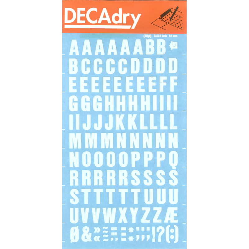 Apli White Transfer Letters 12mm - Application facile - 117 caractères - Résistant à l'eau - Blanc polyvalent