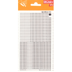 Numéros transférables Apli - 2,5 mm - Application facile - Noirs intenses - 952 caractères - Noir