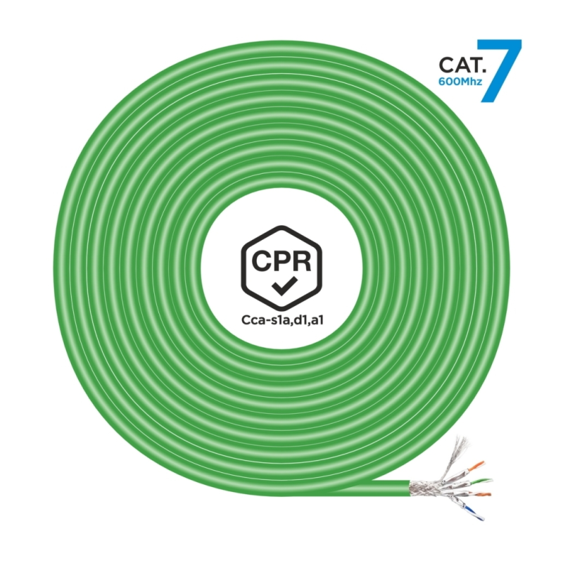Aisens Câble Réseau RJ45 LSZH CPR Cca CAT.7 600 MHZ S/FTP AWG23 - 305M - Couleur Verte