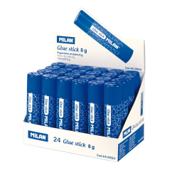 ✅ LOT de 24 Petit Bâton de Colle Milan - Quantité 8gr - Sans Solvant - Séchage Rapide - Usage Scolaire couleu en stock