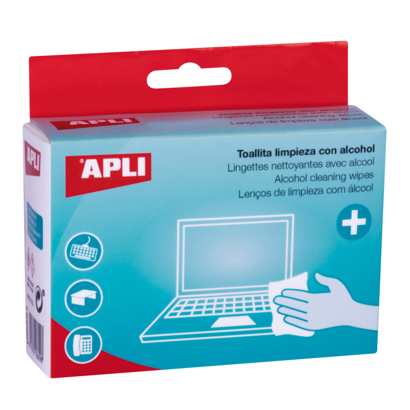 Apli Lingettes Hydroalcooliques Désinfectantes - 70% Ethanol - Réglementation Antivirale - 20 Enveloppes Individuelles