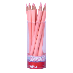 Apli Crayons Rose Pastel Jumbo - Mine 5mm - Forme Triangulaire pour Enfants - Diamètre 10mm - Longueur 170mm - Paquet de 18