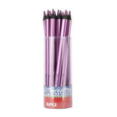 Apli Jumbo Metallic Lilac Metallic Pencils - Épaisseur triangulaire 5 mm - Lot de 18 unités - Idéal pour une meilleure tenue