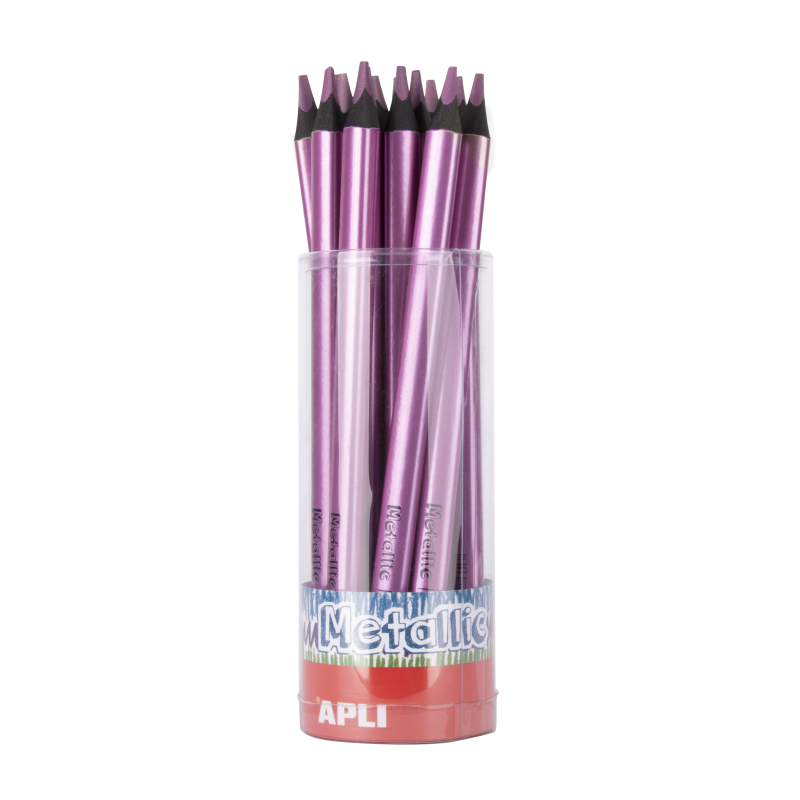 Apli Jumbo Metallic Lilac Metallic Pencils - Épaisseur triangulaire 5 mm - Lot de 18 unités - Idéal pour une meilleure tenue