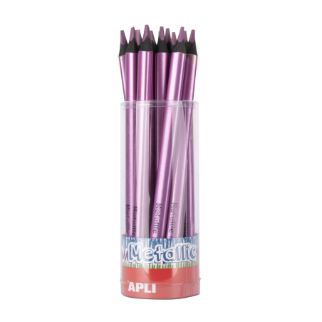 Apli Jumbo Metallic Lilac Metallic Pencils - Épaisseur triangulaire 5 mm - Lot de 18 unités - Idéal pour une meilleure tenue