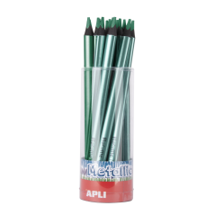 Apli Crayons Jumbo Métallisé Vert Métallisé - 5mm d'Épaisseur Triangulaire - Paquet de 18 - Améliore la Tenue