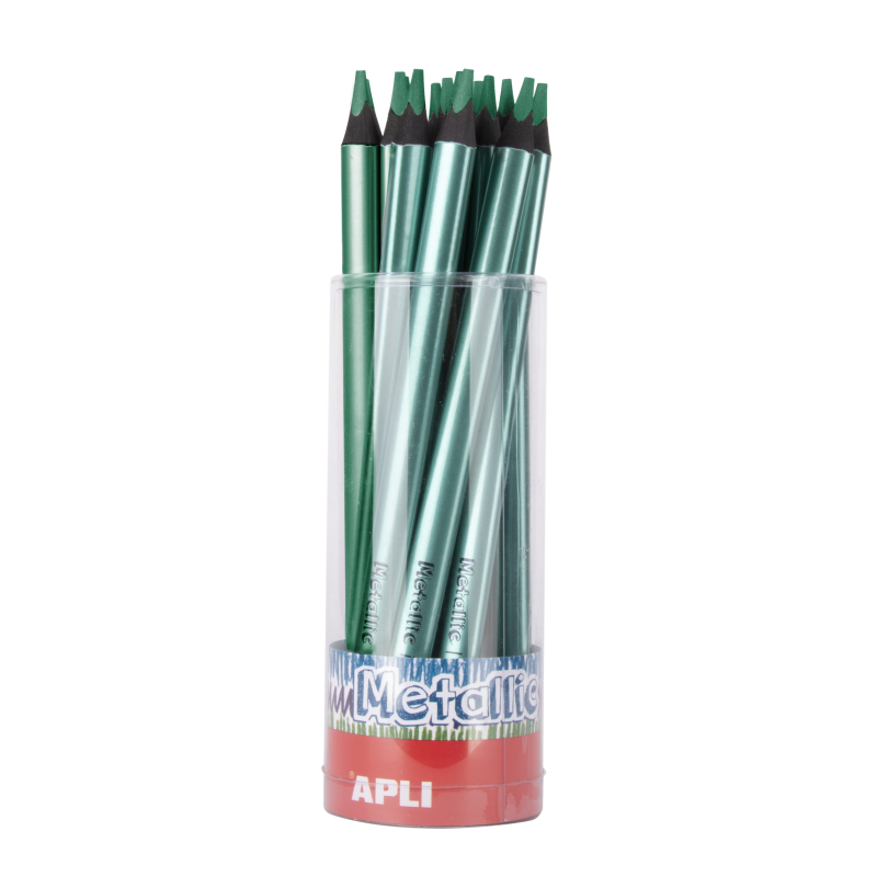 Apli Crayons Jumbo Métallisé Vert Métallisé - 5mm d'Épaisseur Triangulaire - Paquet de 18 - Améliore la Tenue