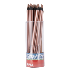 Apli Pencils Jumbo Metallic Bronze - Épaisseur triangulaire de 5 mm - 18 unités par paquet - Idéal pour une meilleure tenue et