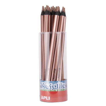 Apli Pencils Jumbo Metallic Bronze - Épaisseur triangulaire de 5 mm - 18 unités par paquet - Idéal pour une meilleure tenue et