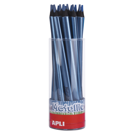 Apli Pencils Jumbo Metallic Metallic Blue - Épaisseur triangulaire de 5 mm - 18 unités par paquet - Idéal pour une meilleure